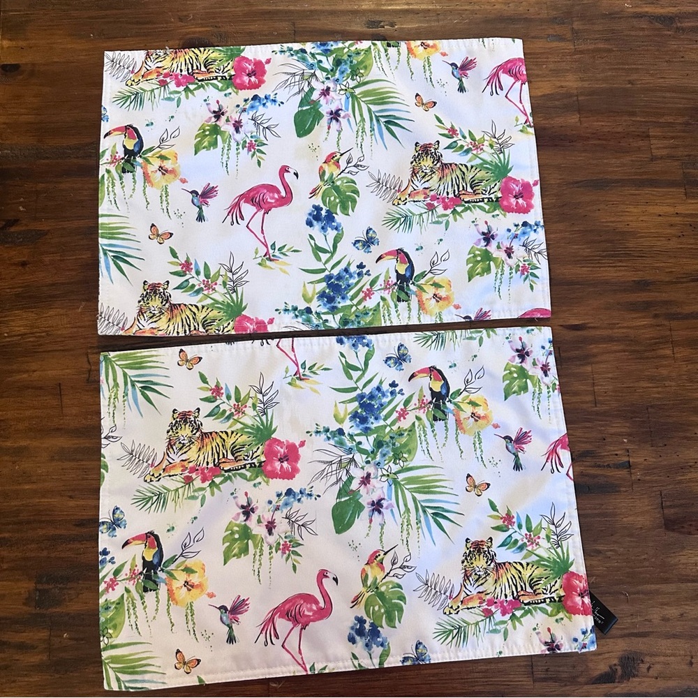 Nicole Miller Tropical Bird Tiger placemats set of 2
